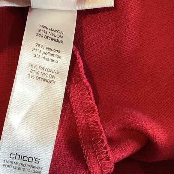 Chico’s Sz 0 (S/4) Red Ponte Knit Juliet Slim Pull-On Ankle Cropped Pants 250D - Picture 6 of 7
